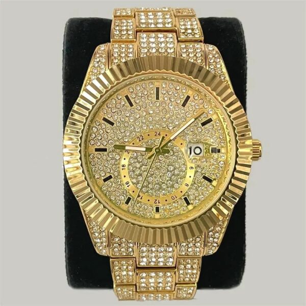 Silver Full Diamond Night Glow Waterproof Men's Watch - Image 6