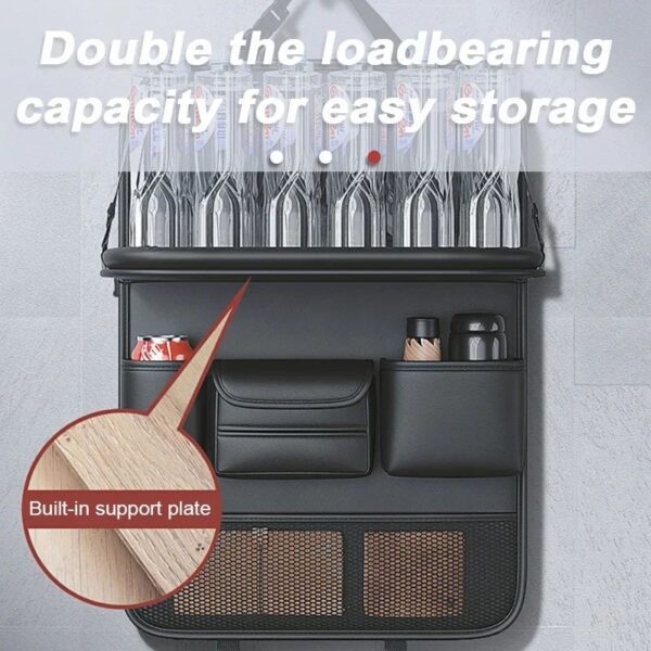 Car Seat Storage Bag Auto Back Seat Back Organizer With Foldable Table Tray PU Leather Tablet Holder Tissue Box Car Accessories - Image 2