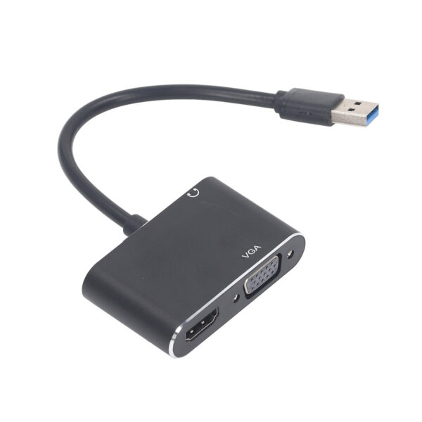 USB 3.0 to HD Adapter Stainless Steel High Speed Simultaneous Output USB 3.0 to VGA Adapter for Movie Meeting