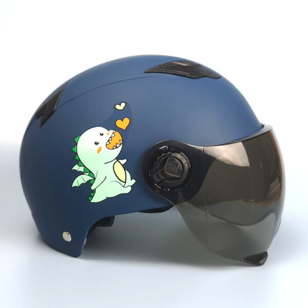 Children's Helmet Battery Electric Car Four Seasons General Half Face Gray Helmet - Image 3