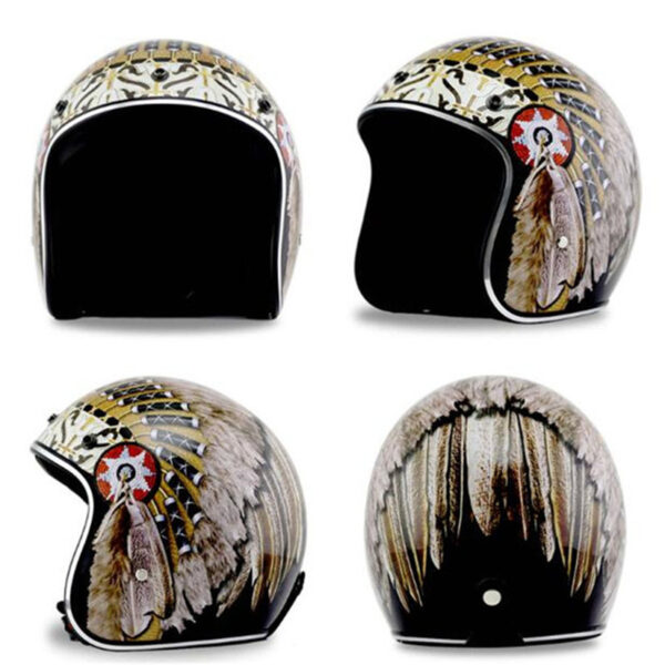 Personality Pattern Half Helmet Retro Helmet Battery Electric Car Helmet Men And Women Double D Buckle Foreign Trade Four Seasons - Image 8