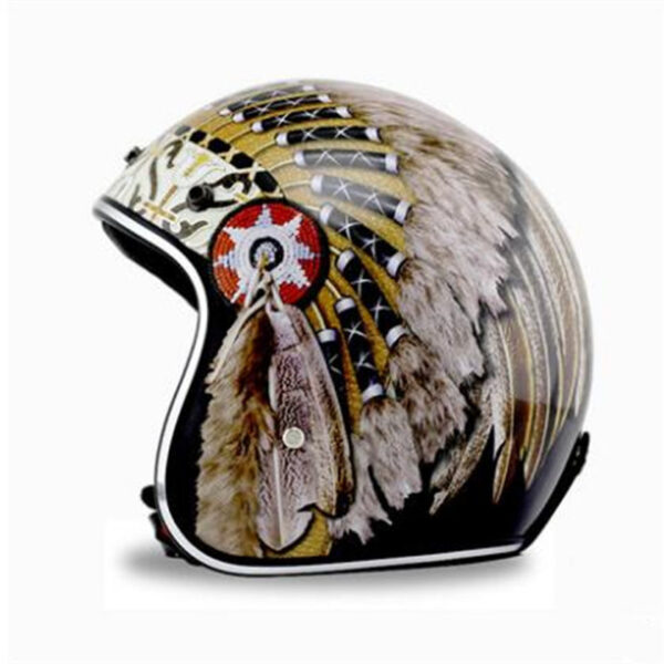 Personality Pattern Half Helmet Retro Helmet Battery Electric Car Helmet Men And Women Double D Buckle Foreign Trade Four Seasons - Image 4