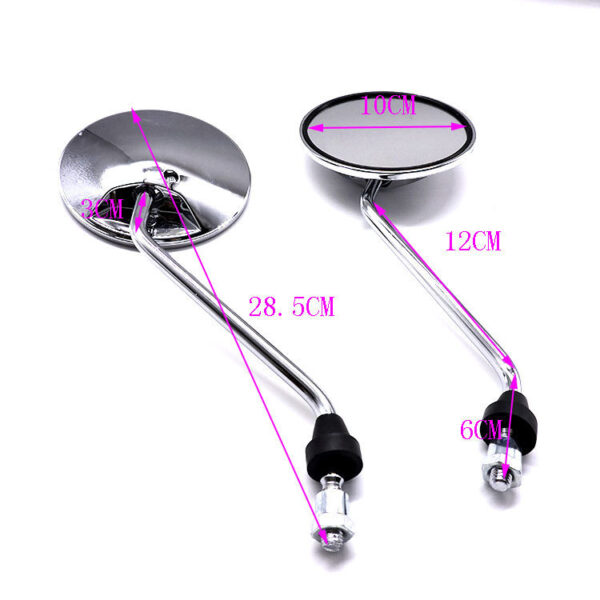 1 Pair Chrome Round Rearview Side Mirrors for Motorcycle Scooter 8mm - Image 5