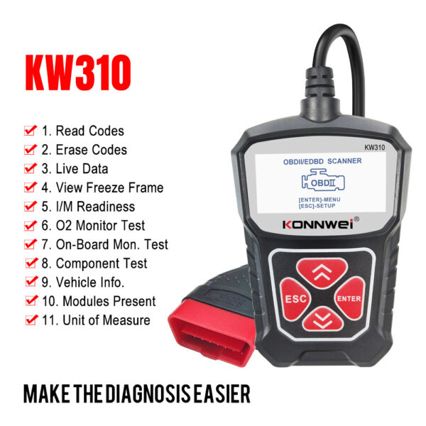 KW310 Car Diagnostic Scanner Scanner Barcode Reader Tool - Image 5