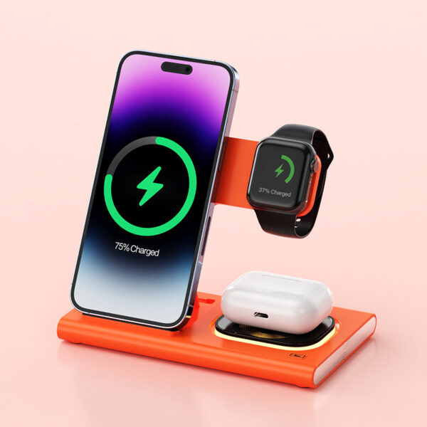 3 IN 1 15W Wireless Charging Charger Magnetic Desktop Night Light Iwatch Fast Charging Stand Gift Customization - Image 4