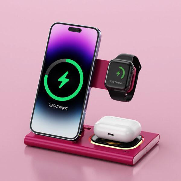 3 IN 1 15W Wireless Charging Charger Magnetic Desktop Night Light Iwatch Fast Charging Stand Gift Customization - Image 3