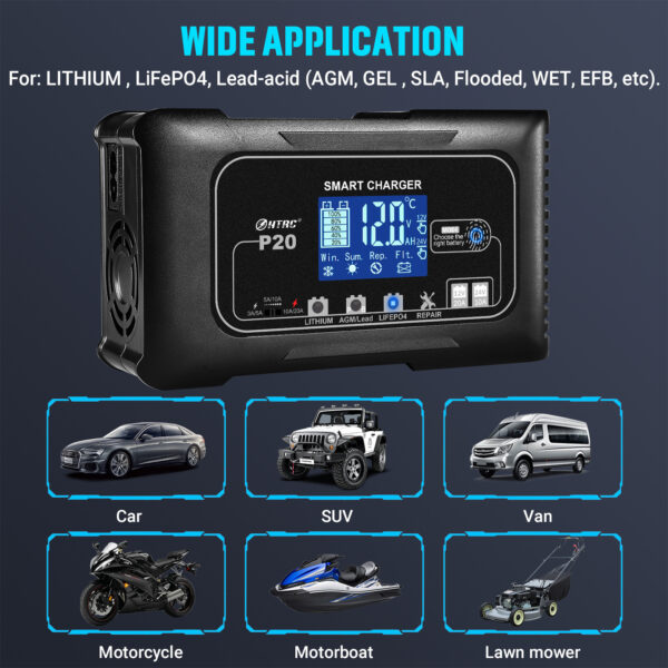 P20 Car Motorcycle Battery Lead-acid Battery Charger - Image 4