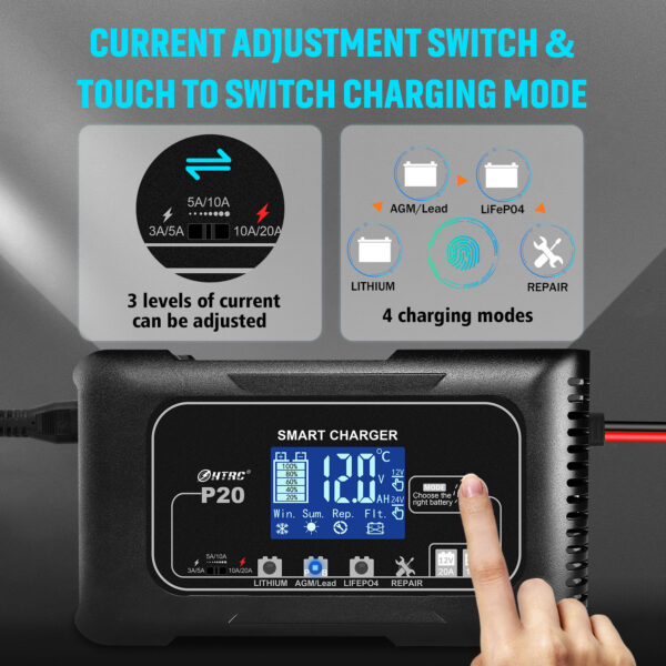 P20 Car Motorcycle Battery Lead-acid Battery Charger - Image 6