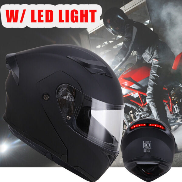 DOT Racing Motorcycle Helmet Full Face Dirt Bike Flip Up ATV  LED Lighting - Image 9