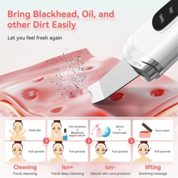 Skin Scrubber Face Spatula Facial Skin Exfoliator Scraper And Blackhead Remover Pore Cleaner With Face Lifting Deep Cleansing Face Lifting Machine For Blackhead Extractor - Image 8