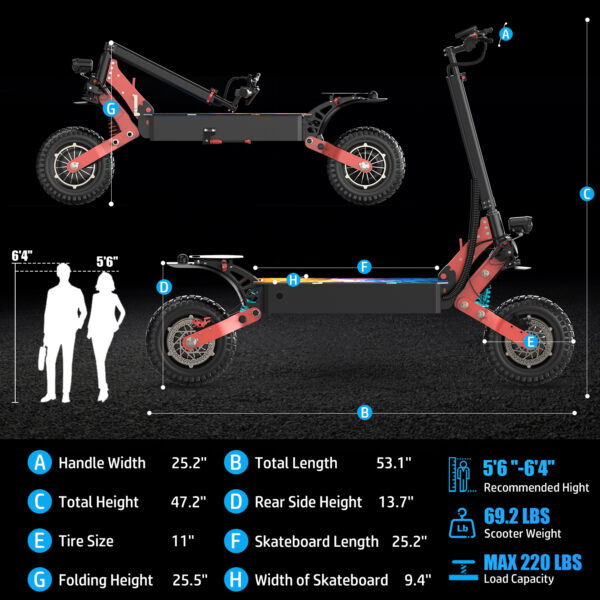ASKGO K6 Pro Electric Scooter, 2000W Dual Motor, 11in Off Road Tires, 45mph 40Miles Range, Dual Disc Brake, 48V 15Ah Fast E Scooter For Adults Commuter, Outdoor - Image 3