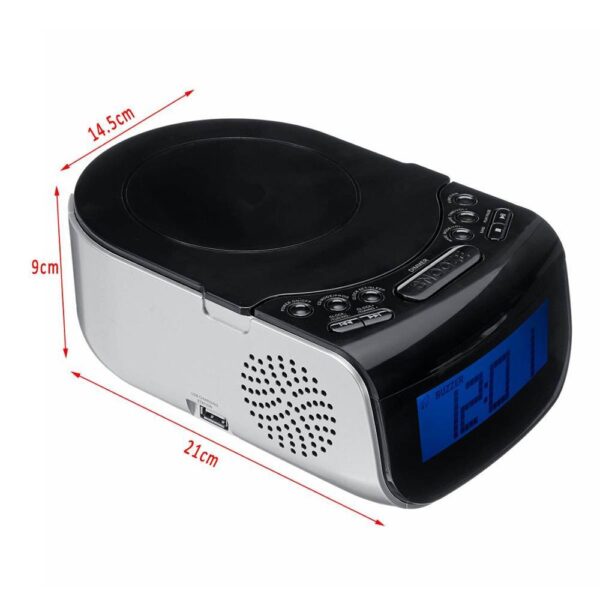 LCD Digital Alarm Dual Speakers  Radio CD Music Player - Image 3