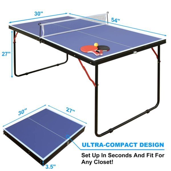 Tennis Table Portable Ping Pong Table Set With Net And 2 Ping Pong Paddles - Image 6