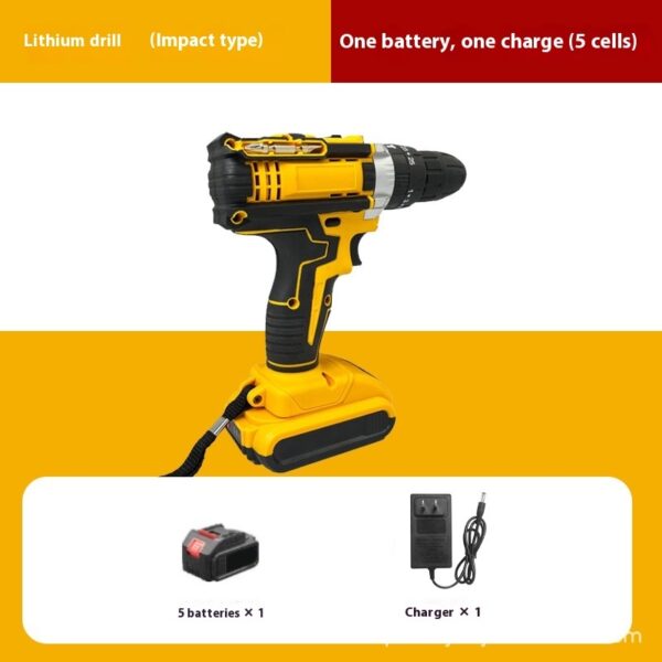 Brushed Impact Drill Lithium Battery High Torque Industrial Grade Hand Drill With 2pc Battery - Image 2