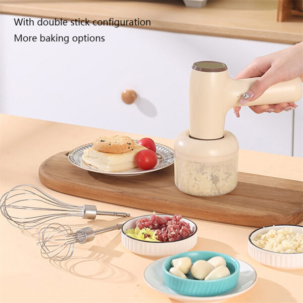 2 In 1 Electric Garlic Chopper USB Rechargeable Vegetable Chili Meat Ginger Masher Handheld Multipurpose Kitchen Gadgets - Image 8