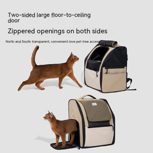 Double Shoulder Portable Backpack Portable Zipper Cat Bag - Image 3