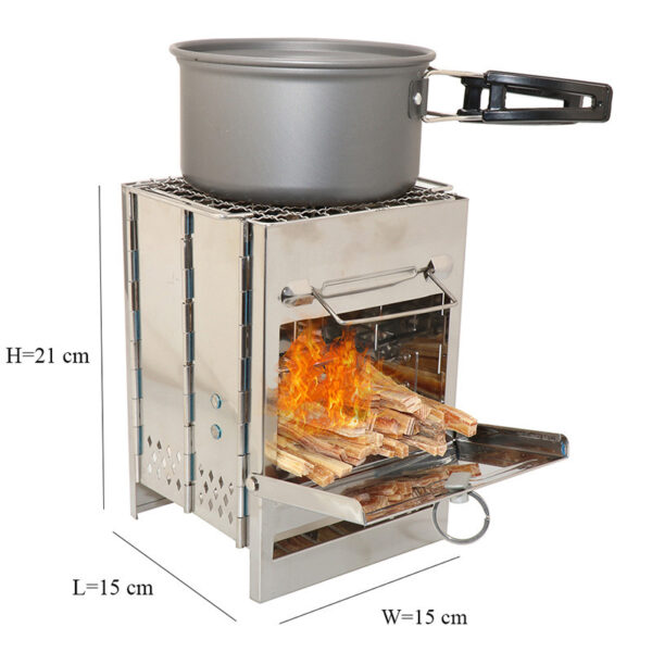 Lightweight Camping Wood Stove Adjustable Folding Wood Stove Burning for Outdoor Cooking Picnic Hunting BBQ Windproof - Image 4