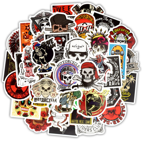 Skull head doodle sticker - Image 2