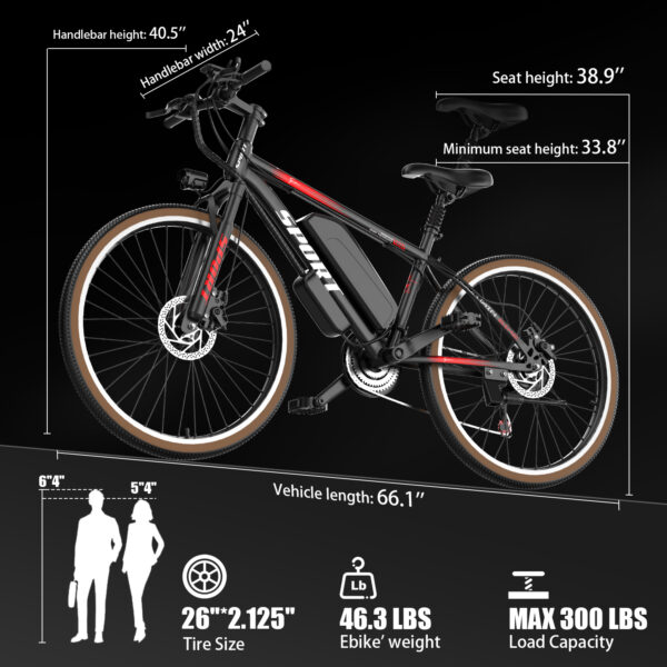 Electric Bike For Adults, 500W Motor, 22mph 45miles Range Electric Mountain Bike, 360Wh Removable Battery, 26in Tires E Bikes For Adults Commuting Outdoor, Professional 7-Speed - Image 3