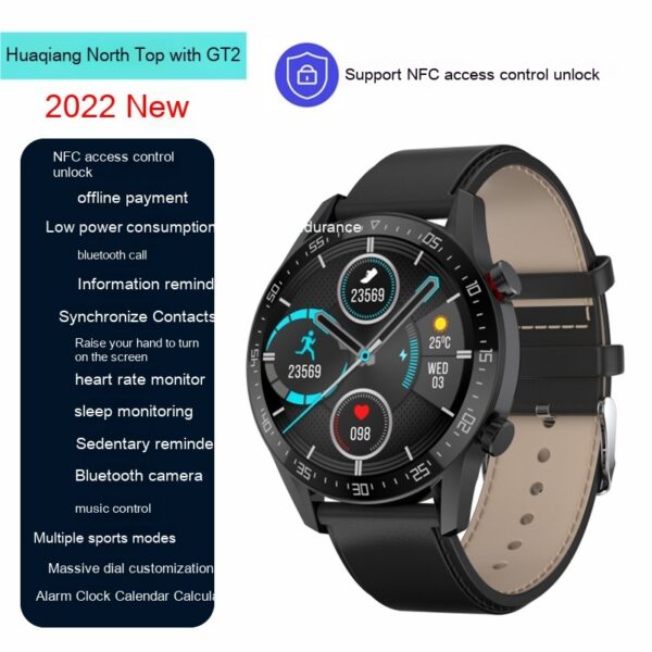 GT2 Smart Watch NFC Access Control Bluetooth Calling Sports Waterproof Monitoring Heart Rate Cross-border External Order - Image 3