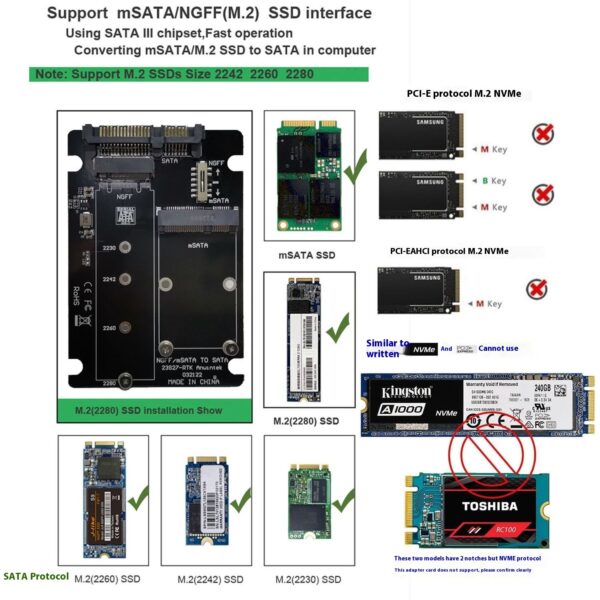 MSATAm2 N Solid State Hard Disk SSD Adapter Card - Image 3