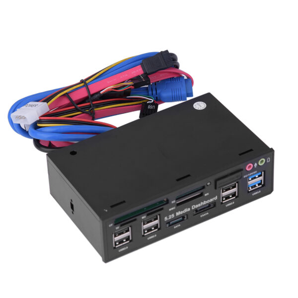 5.25inch Media Dashboard Front Panel USB3.0/2.0 HUB eSATA SATA Audio Multi Card Reader - Image 8