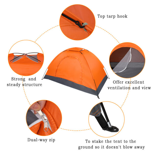 Single-person Single-layer Orange Tent - Image 8