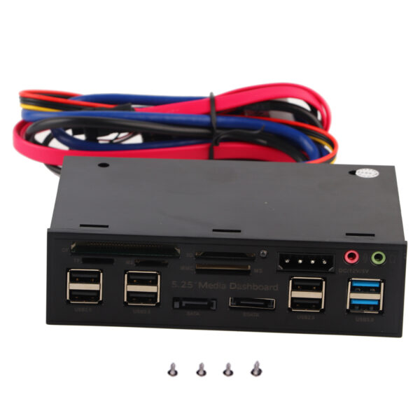 5.25inch Media Dashboard Front Panel USB3.0/2.0 HUB eSATA SATA Audio Multi Card Reader