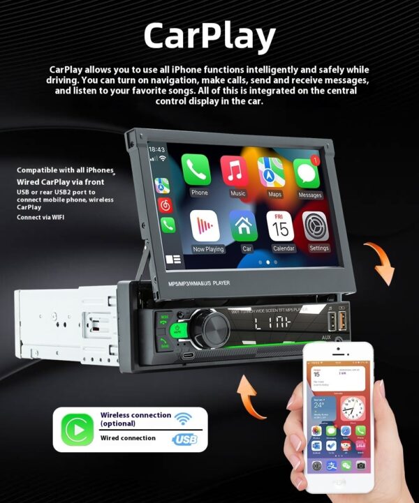 7-inch Telescopic Screen Vehicle-borne Bluetooth Player - Image 5