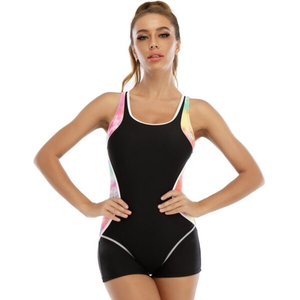 Women's Sports One Piece Swimsuit Conservative Color Blocking Europe And America - Image 4