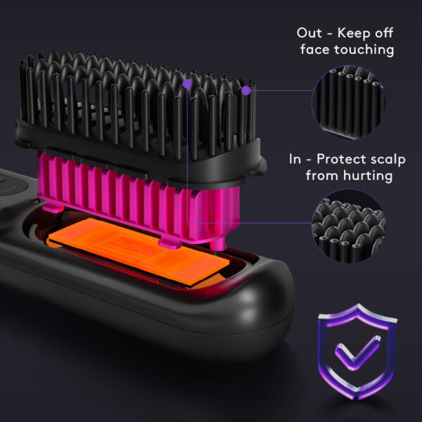 2 In 1 Straight Hair Comb Wireless Hair Straightener Brush Hair Fast Heating Portable Hot Curler USB Charging - Image 6