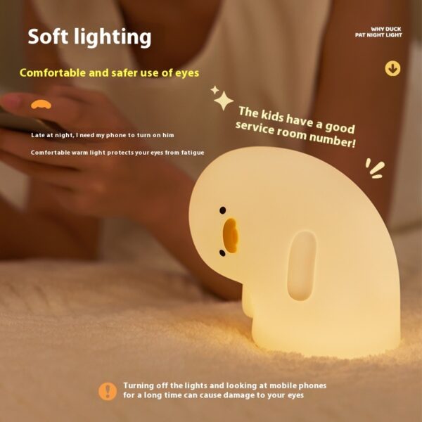 Cute Duck LED Night Light USB Rechargeable Nightlights Silicone Lamp Touch Soft Mood Light Child Kid Gift Bedroom Decor - Image 6