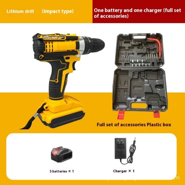 Brushed Impact Drill Lithium Battery High Torque Industrial Grade Hand Drill With 2pc Battery - Image 7