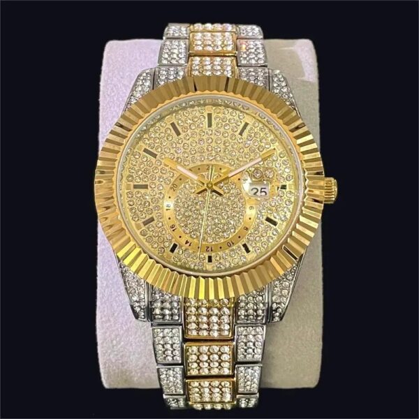 Silver Full Diamond Night Glow Waterproof Men's Watch - Image 3