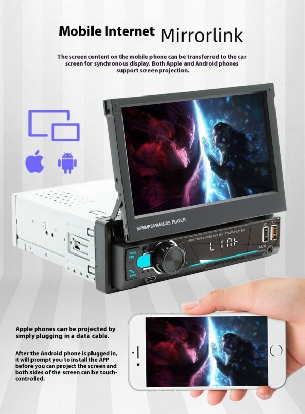 7-inch Telescopic Screen Vehicle-borne Bluetooth Player - Image 3