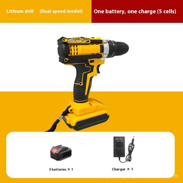 Brushed Impact Drill Lithium Battery High Torque Industrial Grade Hand Drill With 2pc Battery - Image 3