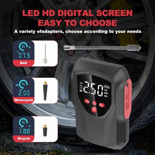 Car Battery Starter With Air Compressor, 3000A 150PSI Portable Car Battery Starter12V Battery Charger Booster Box Car With LCD Display, LED Light, USB QC3.0 - Image 3