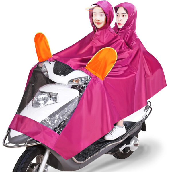 Double Electric Bike Raincoat Motorcycle Poncho Double Big Brim Bike - Image 6