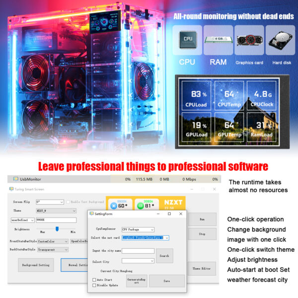 3.5-inch Computer Small Secondary Screen IPS Full View USB Chassis Monitor Date Display - Image 4