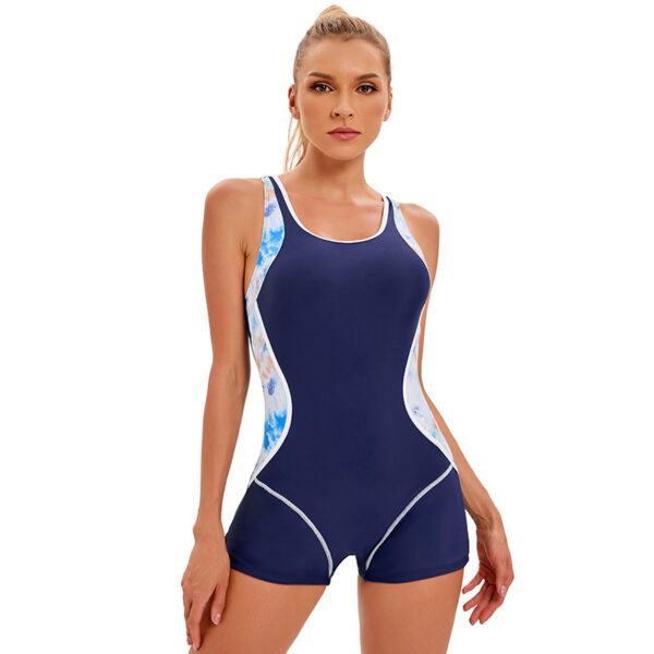 Women's Sports One Piece Swimsuit Conservative Color Blocking Europe And America - Image 5