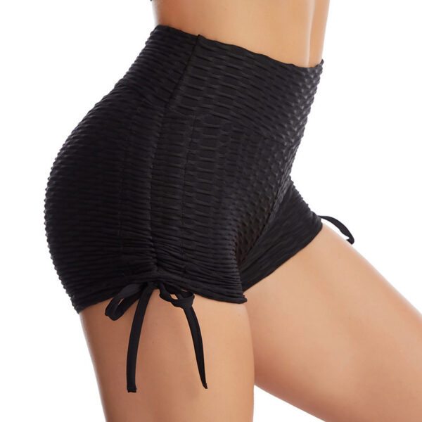 Drawstring Shorts Textured Butt Lift Gym Workout Slim Jogging Fitness Yoga Leggings Shorts - Image 9