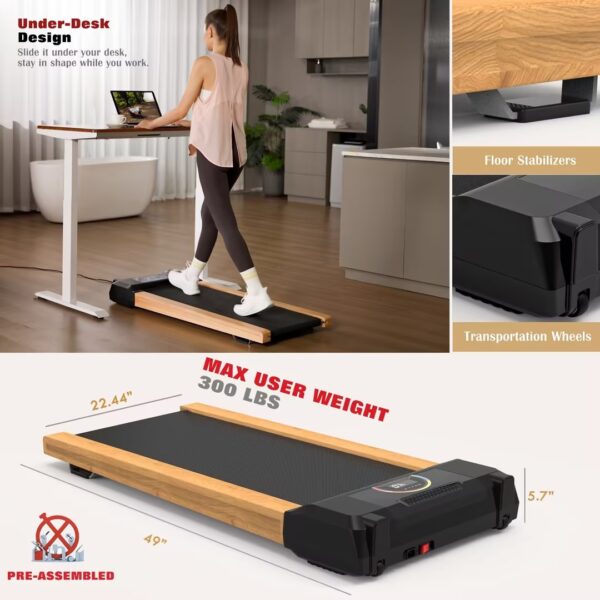 Walking Pad Under Desk Treadmill For Home Office -2.5HP Walking Treadmill 0.5-4MPH 265LBS Capacity Treadmill For Walking Running Remote Control Batteries - Image 9