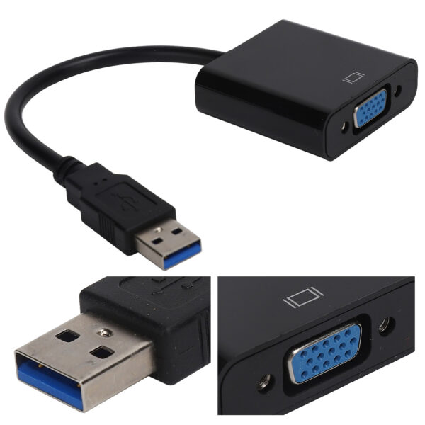 USB3.0 to VGA Converter 5Gbps HD 1080P Adapter Cable 15Pin Female External Video CardBlack - Image 8