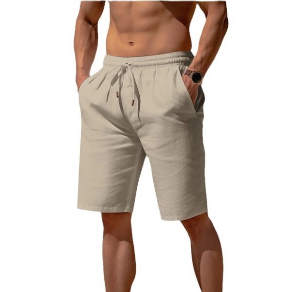 Summer Drawstring Shorts Elastic Waist Straight Pants Beach Breathable Shorts For Men Clothing - Image 10