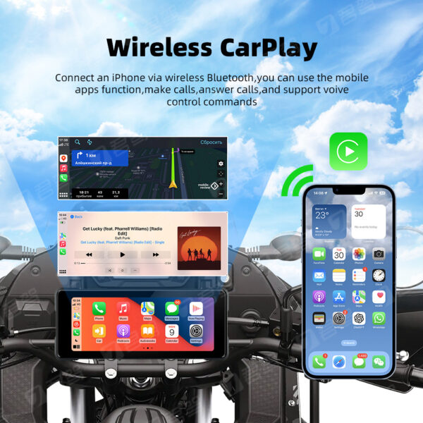 Motorcycle Wireless Carplay Navigation Android Anto Front And Rear Dual Bluetooth Camera Record