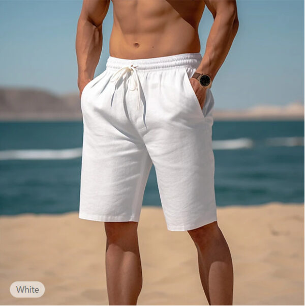 Summer Drawstring Shorts Elastic Waist Straight Pants Beach Breathable Shorts For Men Clothing - Image 6