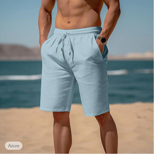 Summer Drawstring Shorts Elastic Waist Straight Pants Beach Breathable Shorts For Men Clothing - Image 2