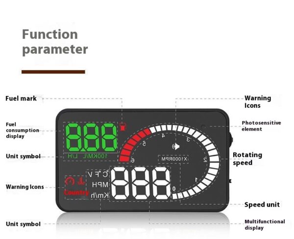 Car Mounted HUD Head Up Display Fuel Consumption Voltage Projector - Image 3