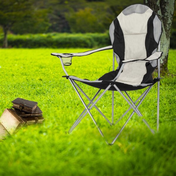 Camping Chair, Grey Iron Frame, Off-white - Image 2