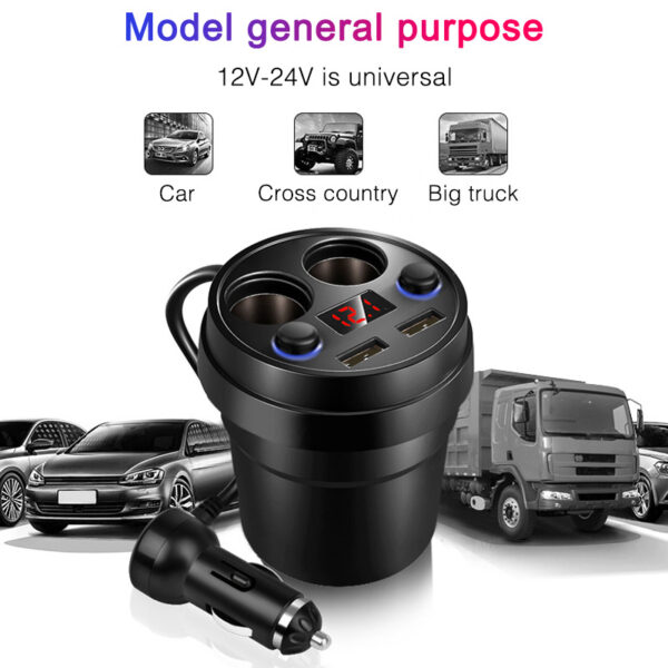 Car Charger Cup Type Fast Charging Plug Car Mobile Phone Multi-function Cup Type Car Charger - Image 2